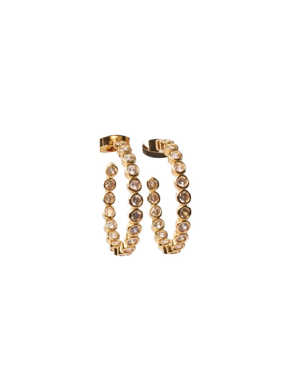 Center Stage Crystal Studded 316L Stainless Steel Hoops